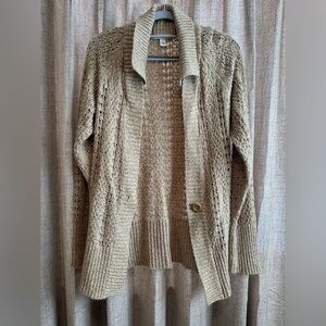 Merona Women's Beige Open Front Button Cardigan